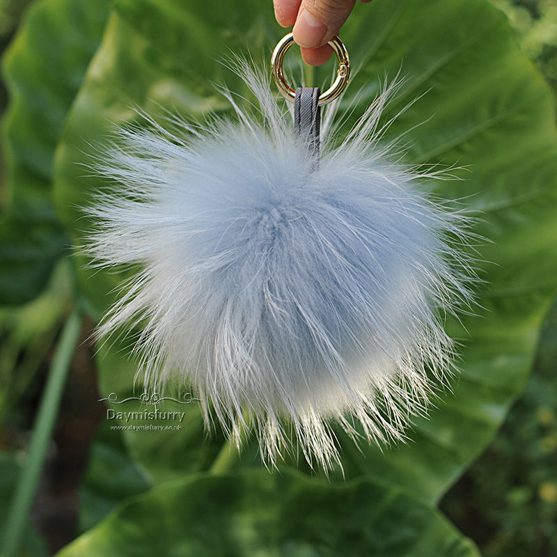 Thumbnail: Large Raccoon Fur Pom Pom  Bag Charm