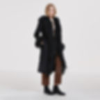 Thumbnail: Black Wool Coat With Mongolian Fur Trim