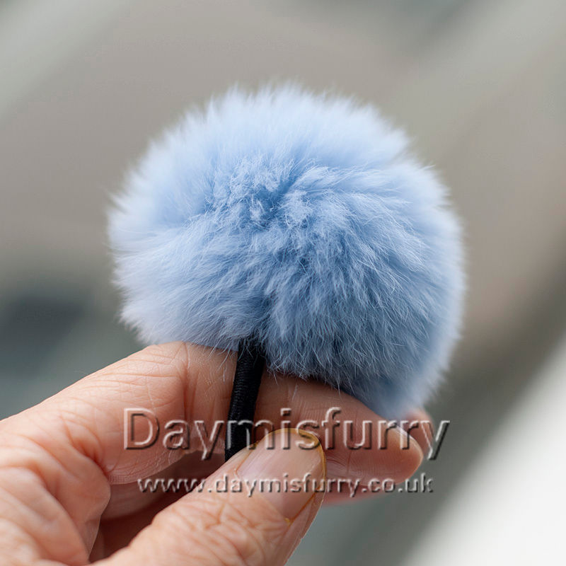 Thumbnail: Rex Rabbit Fur Pom Pom Hair Scrunchie