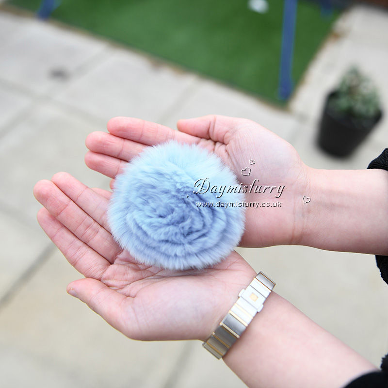 Thumbnail: Rex Rabbit Fur Flower Brooch Pin / Toque Pin