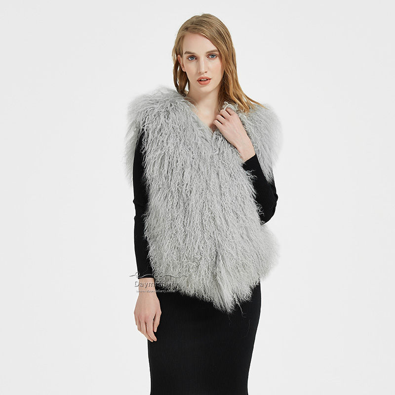 Thumbnail: Mongolian Lamb Wool Vest in Grey