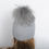 Thumbnail: Knit Beanie With  Raccoon Fur Pom Pom in Grey