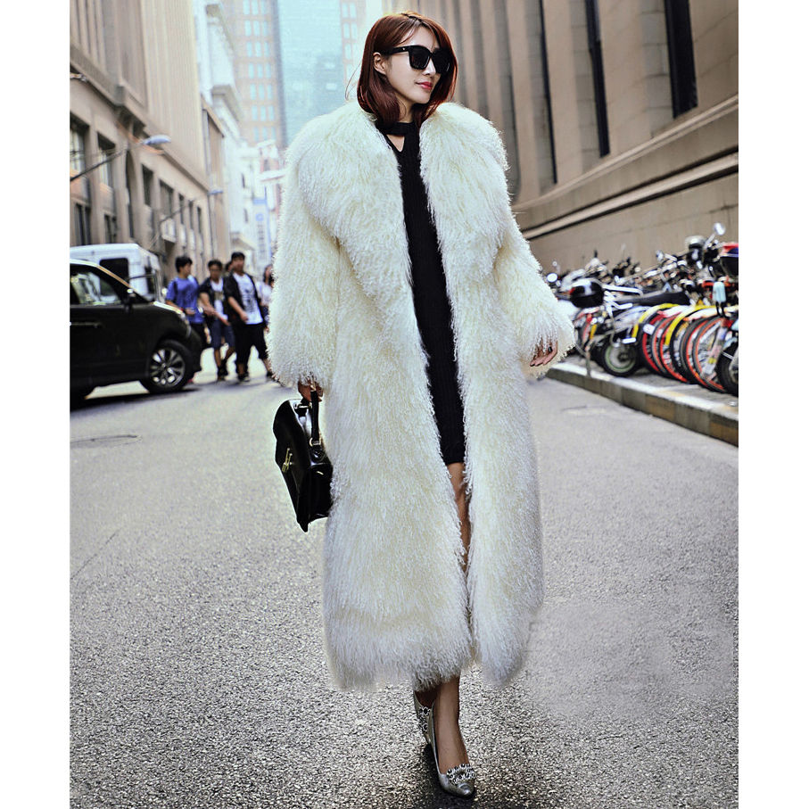 Thumbnail: Mongolian Lamb Fur Coat in White