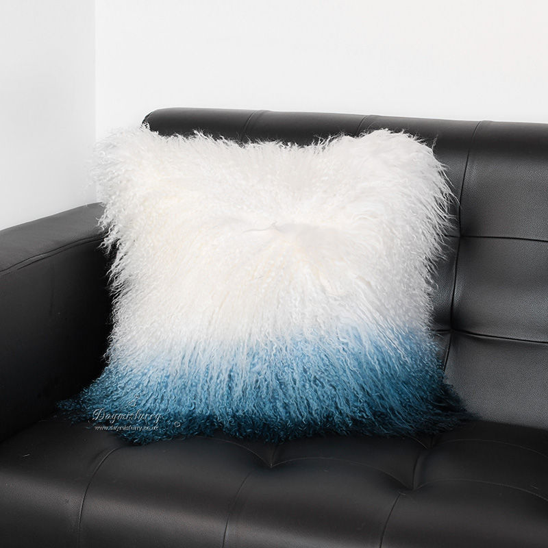 Thumbnail: Ombre Mongolian Sheepskin Pillow Case - 19.7 x 19.7"