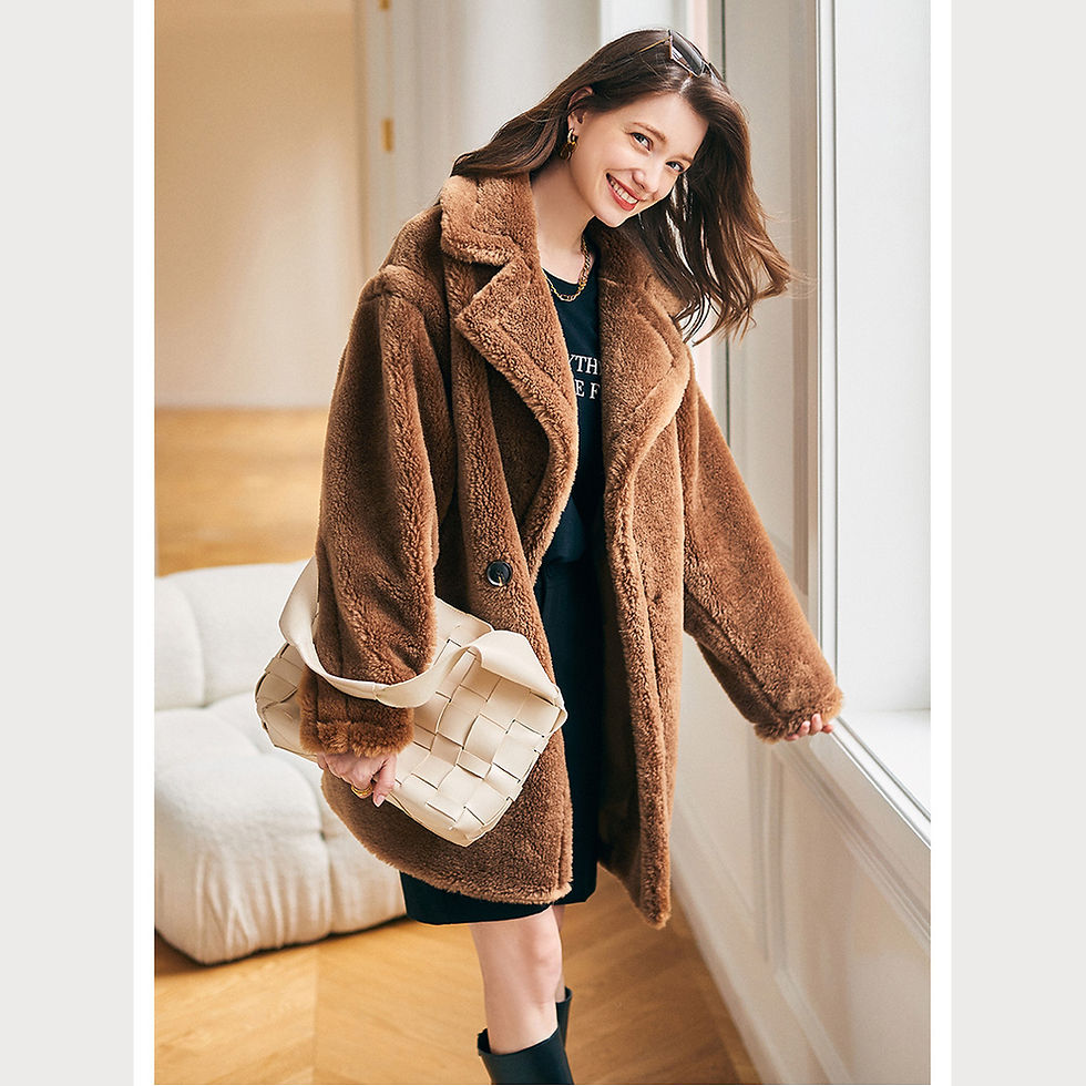 Thumbnail: Wool Teddy Jacket in Camel