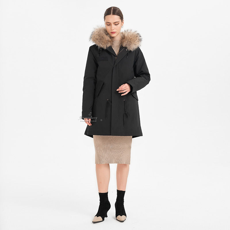 Thumbnail: Raccoon Fur Lined  Waterproof Parka with Real Fur Collar