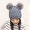 Thumbnail: Grey Double Raccoon Fur Pom Pom Hat