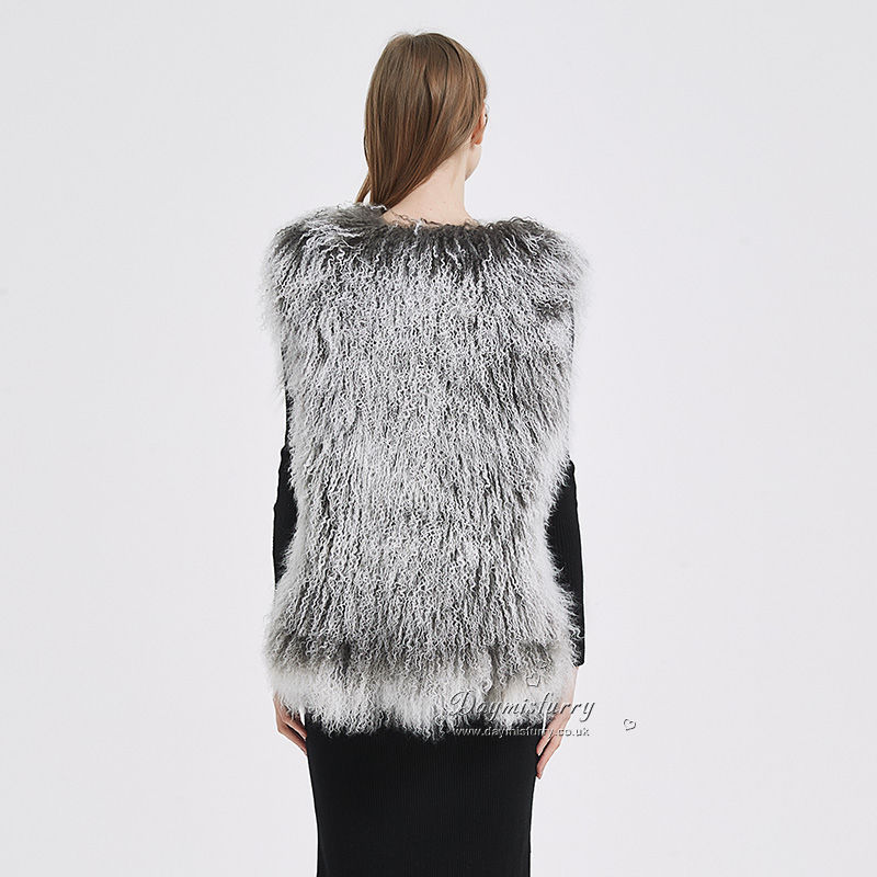 Thumbnail: Mongolian Sheepskin Gilet in Grey Frost