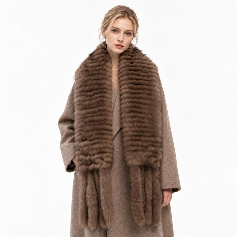 Thumbnail: Smoky Taupe Brown Fox Fur Stole