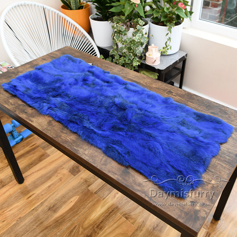 Thumbnail: Patchwork Rabbit Fur Rug  -16"x39.5"