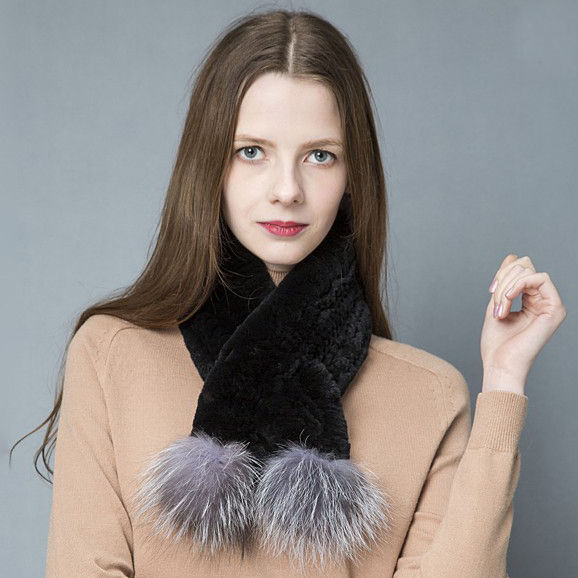 Thumbnail: Rex Rabbit Fur Knit Scarf