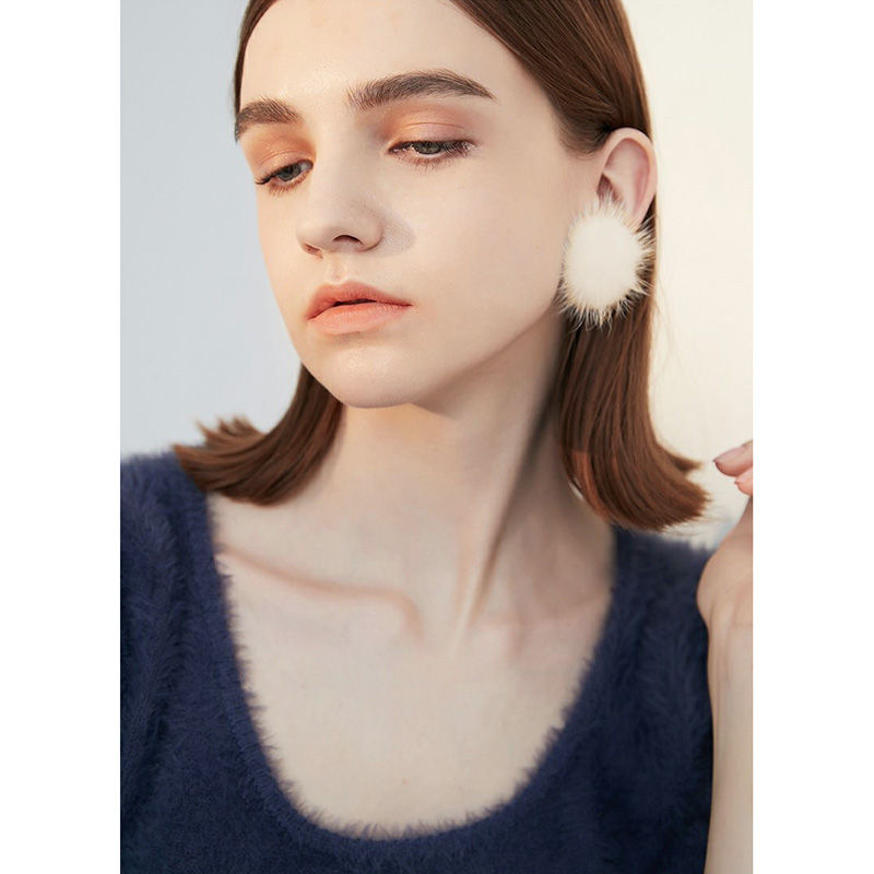 Thumbnail: Mink Fur Pom Pom Earring