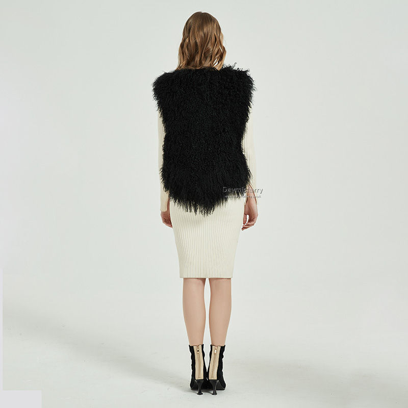 Thumbnail: Mongolian Lamb Fur Vest in Black