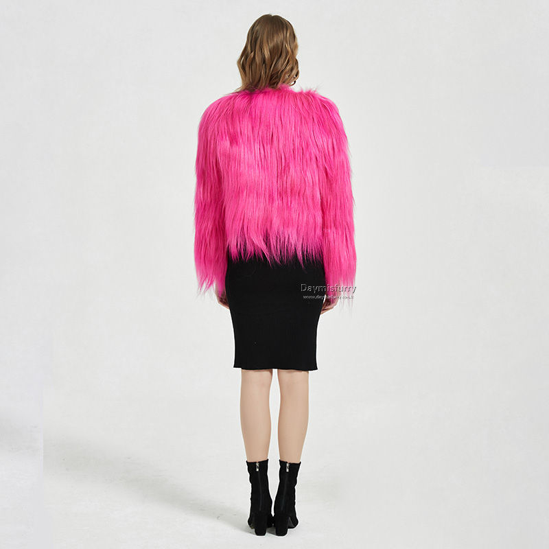 Thumbnail: Goat Pelt Wool Jacket in Hot Pink