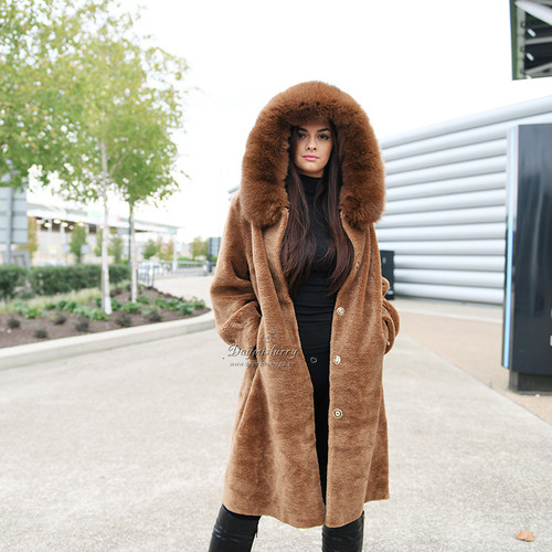 100% Sheep Wool Coat WIth Fox Fur Trim | daymisfurry