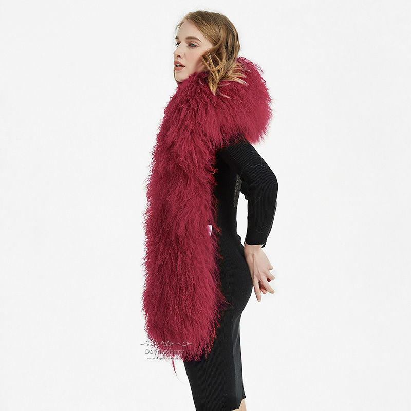 Thumbnail: Mongolian Lamb Wool Stole in Burgundy