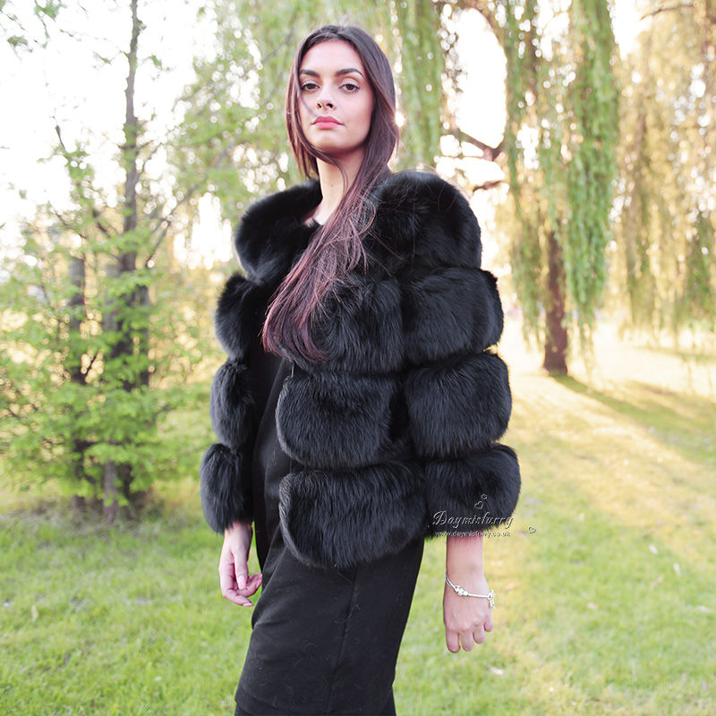 Thumbnail: Fox Fur Jacket in Black