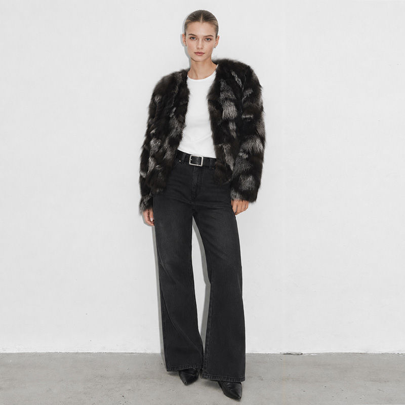 Thumbnail: Silver Fox Fur Pieced Jacket