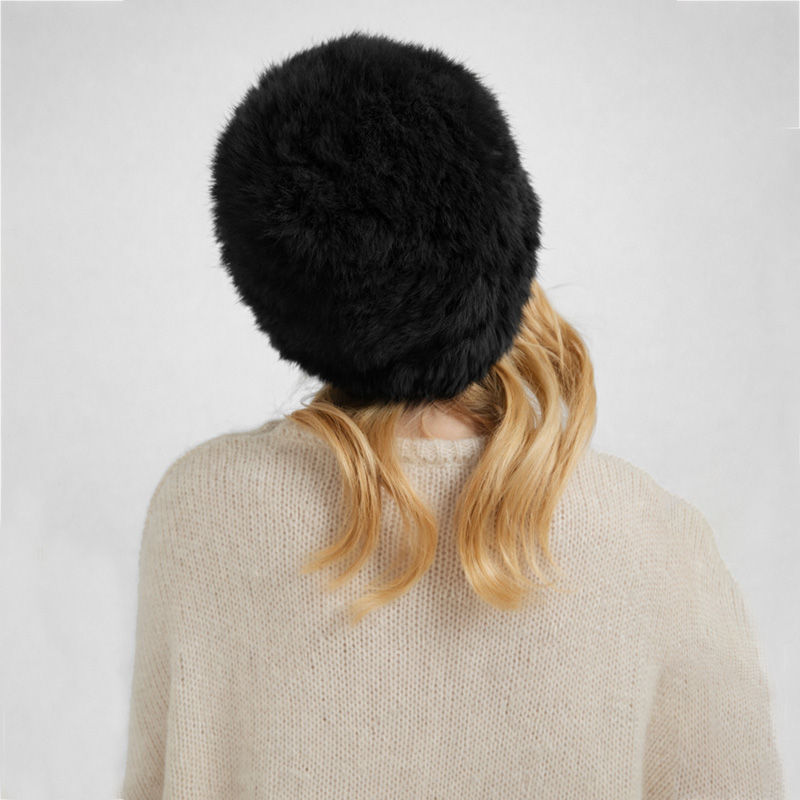 Thumbnail: Black Rabbit Fur Hat
