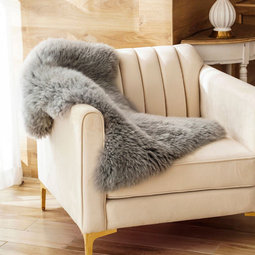 Thumbnail: 1 Pelt  Australian Whole Sheepskin Rug in Grey