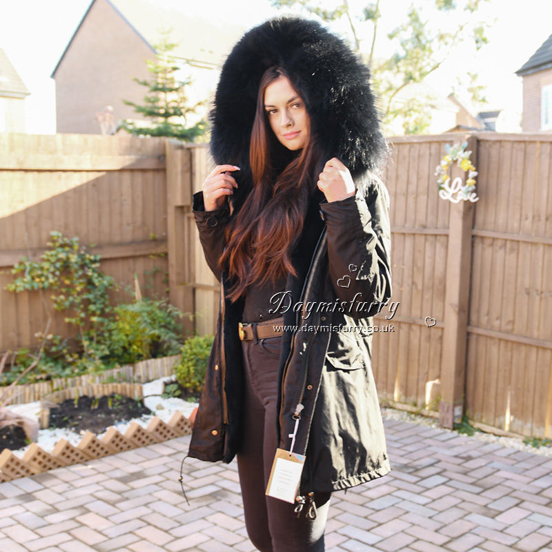 Thumbnail: Rabbit Fur Winter Parka Jacket with Raccoon Fur Hood