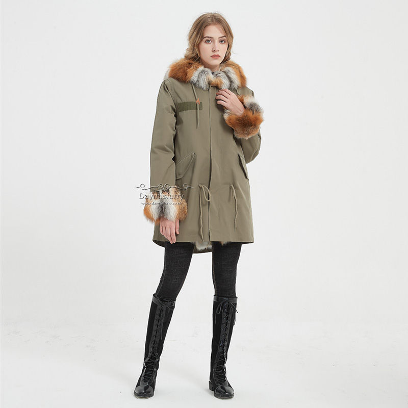 Thumbnail: Rabbit Fur Lined Parka Jacket With Fox Fur Trim