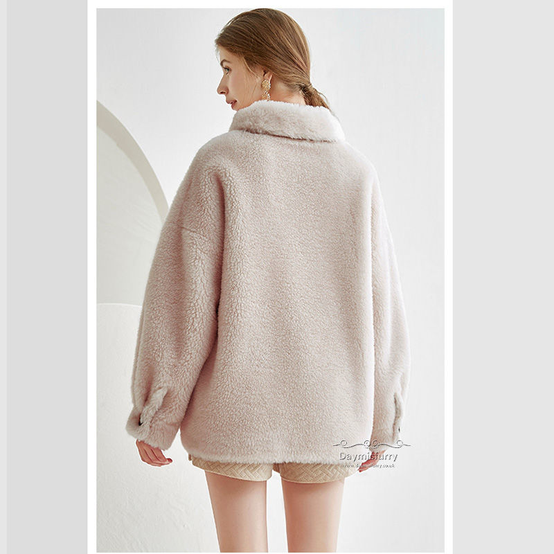Thumbnail: Wool Teddy Fluffy  Jacket  in Beige