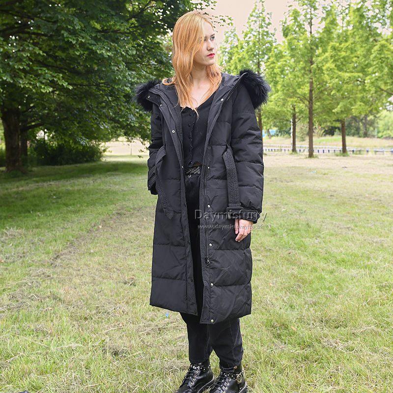 Thumbnail: Black Down Jacket With Raccoon Fur Trim