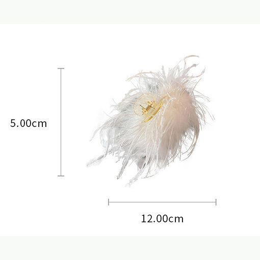 Thumbnail: Ostrich Feather Hair Claw in White/Black