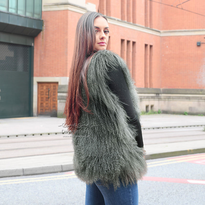 Thumbnail: Mongolian Sheepskin Fur Vest in Olive