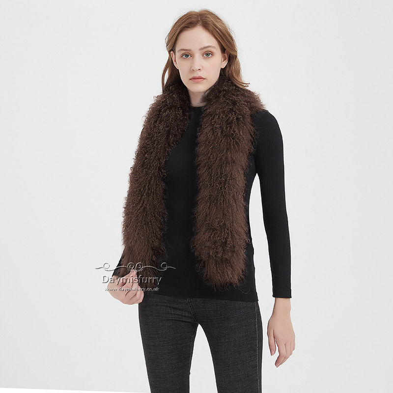 Thumbnail: Mongolian Lamb Fur Scarf in Chocolate