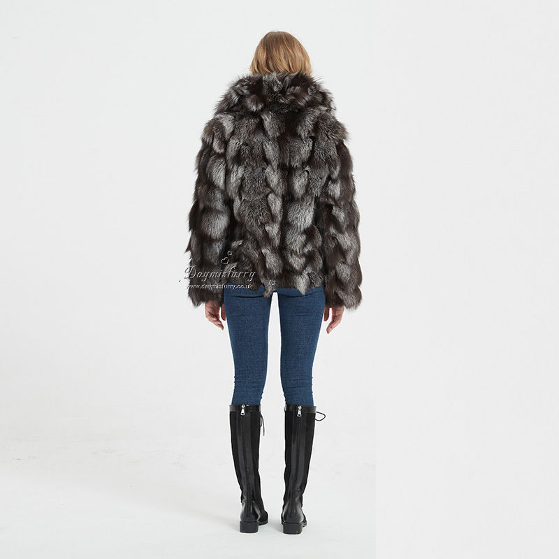 Thumbnail: Silver Fox Fur Jacket In Natural Colour