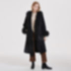 Thumbnail: Black Wool Coat With Mongolian Fur Trim