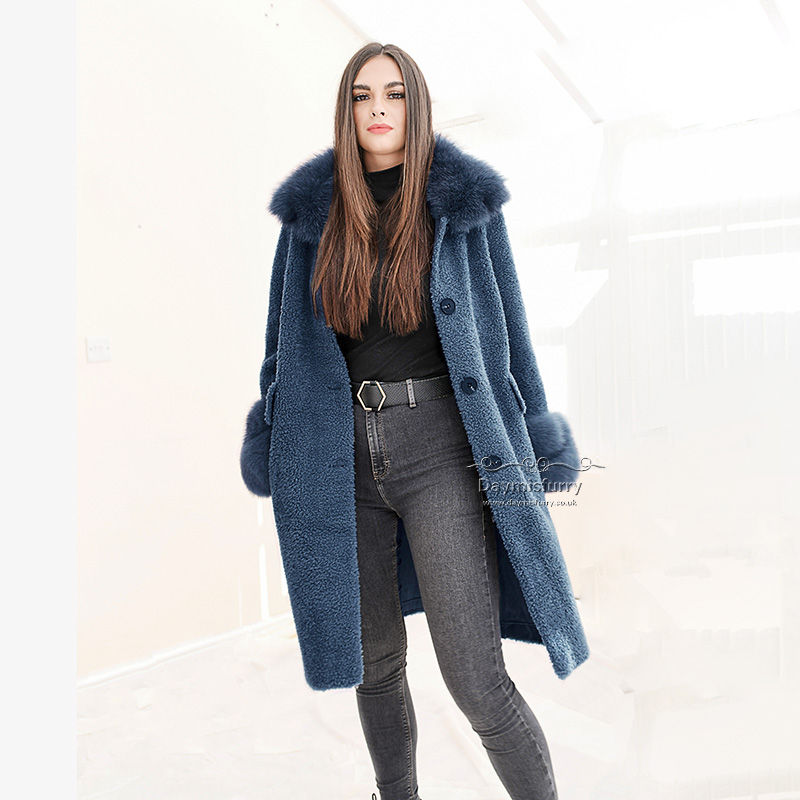 Thumbnail: Fleece Wool Teddy Coat In Denim