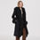 Thumbnail: Black Wool Coat With Mongolian Fur Trim