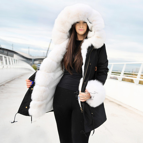 Parka Coat With Fur Hood And Cuffs