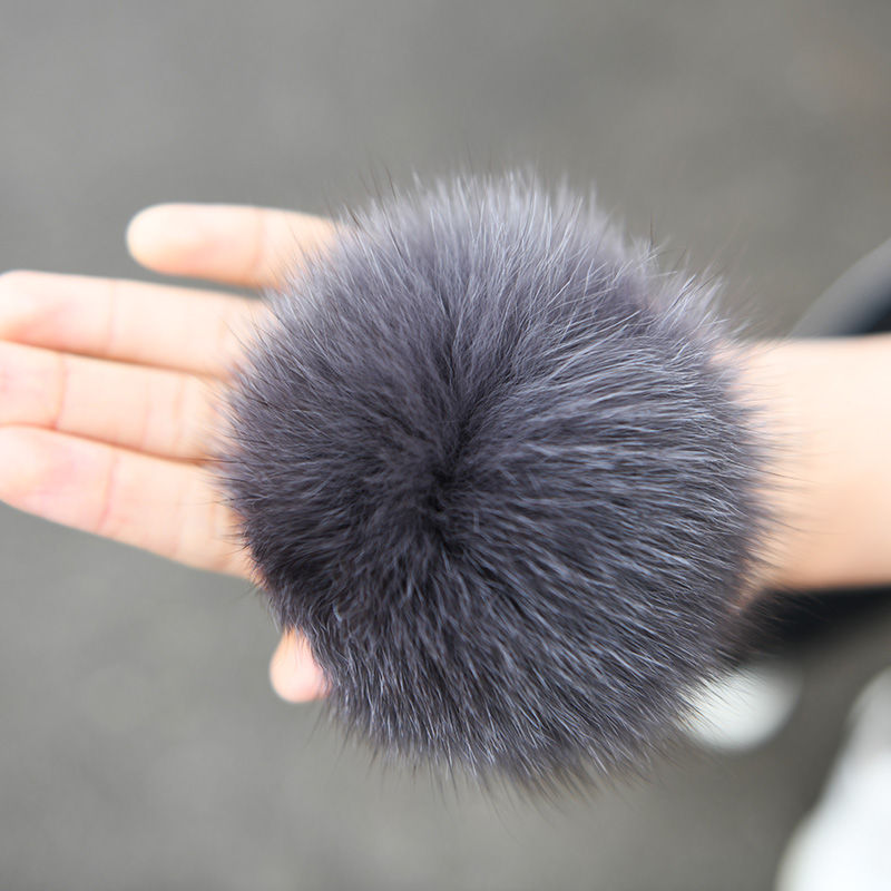 Thumbnail: Fox Fur Pom Pom Brooch Pin / Toque Pin