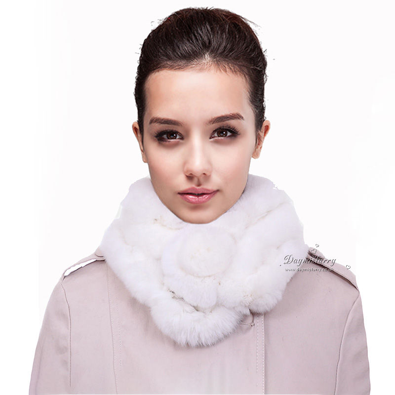 Rex Rabbit Fur Scarf in White