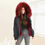 Thumbnail: Rabbit Fur Lined Bomber Jacket  With  Fur Collar - Black