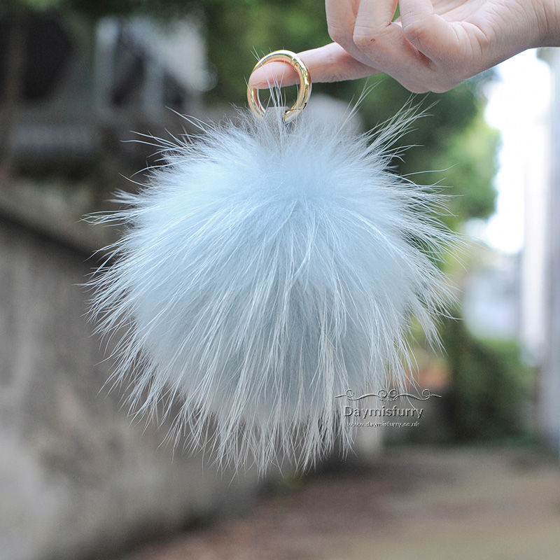 Thumbnail: Large Raccoon Fur Pom Pom  Bag Charm