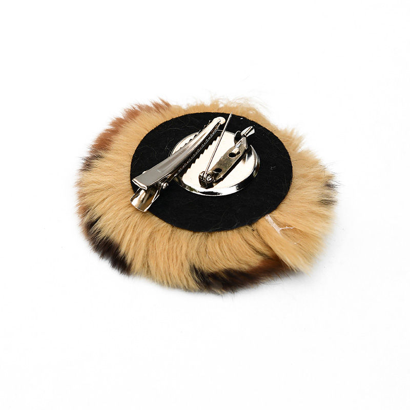 Thumbnail: Rex Rabbit Fur Rose Brooch Pin / Toque Pin