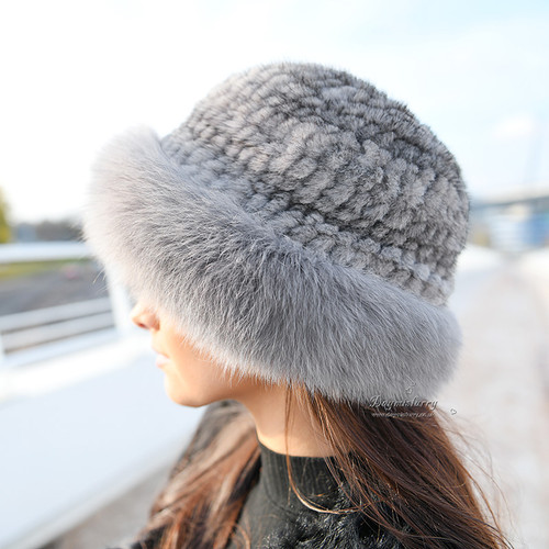 Mink & Fox Fur Hat in Grey | daymisfurry