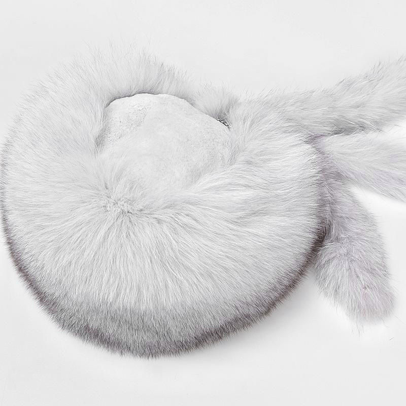 Thumbnail: Fox Fur Hat with Rex Rabbit Fur Top in Natural Colour