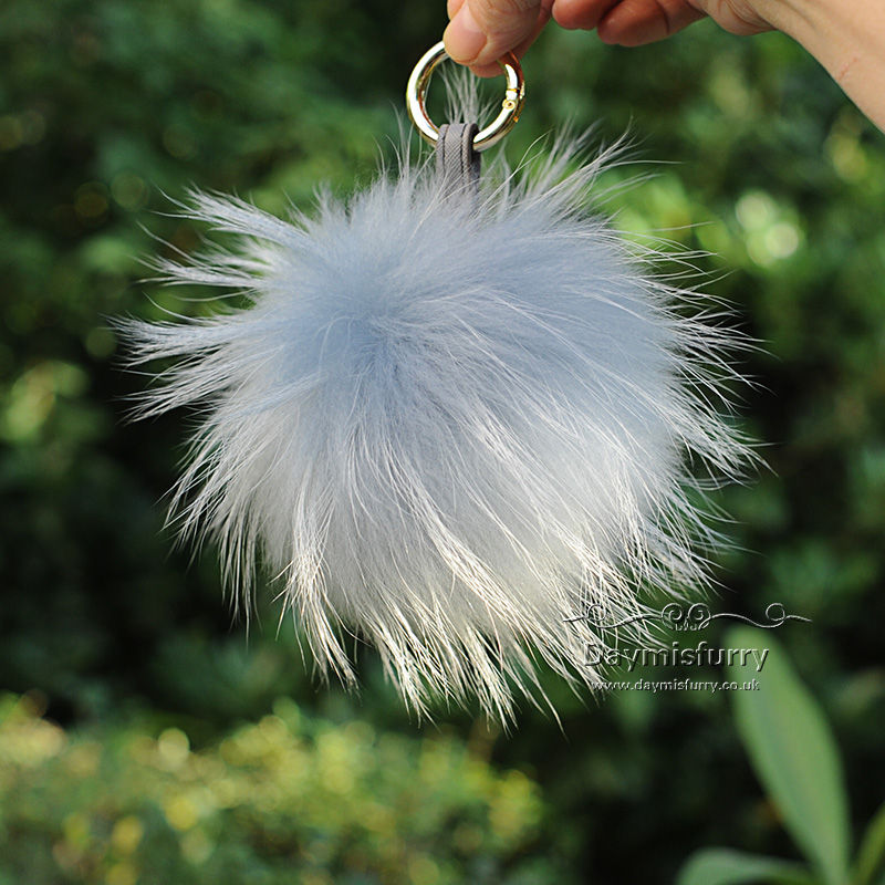 Thumbnail: Large Raccoon Fur Pom Pom  Bag Charm