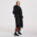 Thumbnail: Black Wool Coat With Mongolian Fur Trim