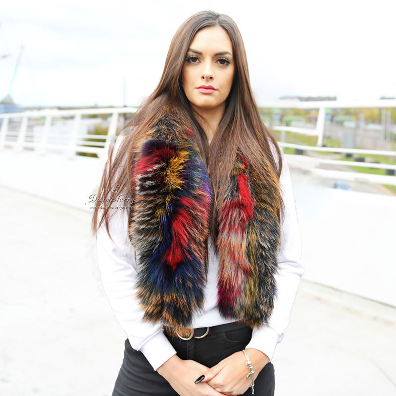 Thumbnail: Knit Fox Fur Scarf in Multi-Color