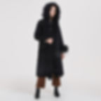 Thumbnail: Black Wool Coat With Mongolian Fur Trim