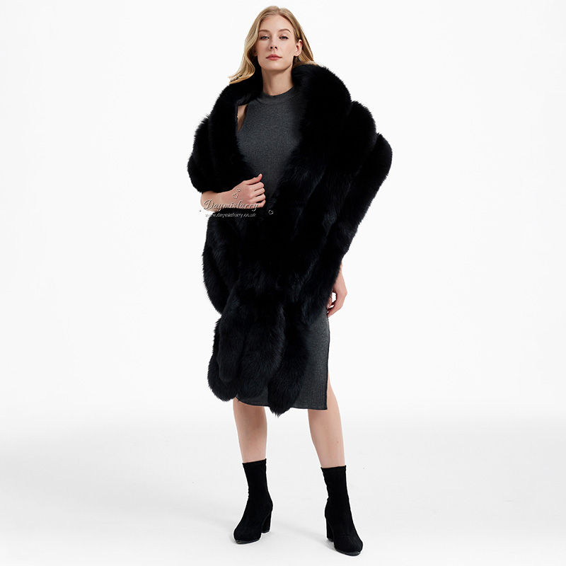 Thumbnail: Three Tier Fox Fur Stole in Black