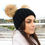 Thumbnail: Knit Beanie Hat With Real Fur Pom Pom in Black