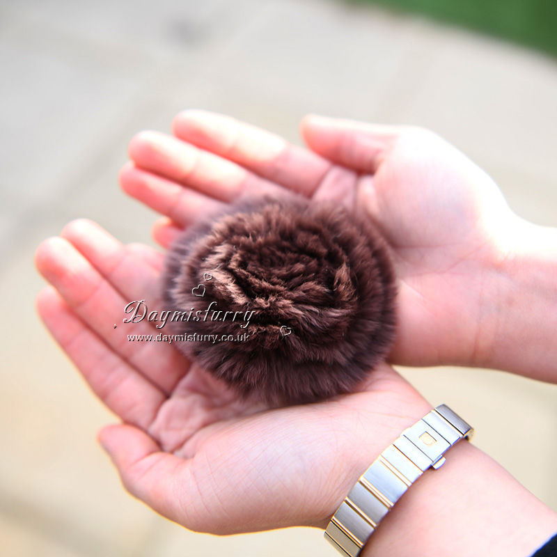 Thumbnail: Rex Rabbit Fur Flower Brooch Pin / Toque Pin